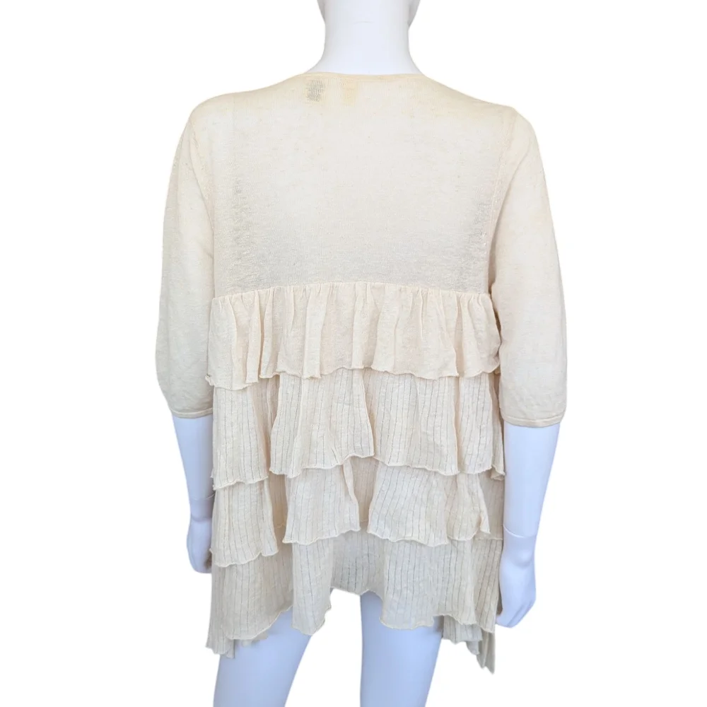 Moth Cream Layered Cardigan Sweater - Picture 2 of 7